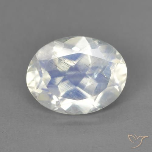 1.84ct 天然 青みがかったホワイト レインボームーンストーン, 楕円形, 透明