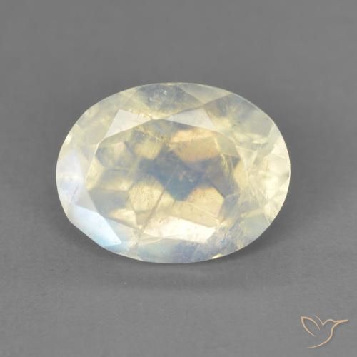 1.94ct 天然 青みがかったホワイト レインボームーンストーン, 楕円形, 透明
