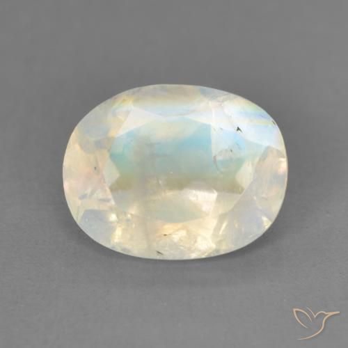 1.82ct 天然 青みがかったホワイト レインボームーンストーン, 楕円形, 透明