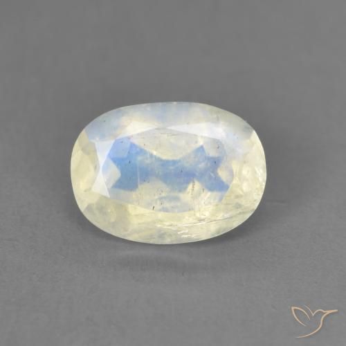 1.25ct 天然 青みがかったホワイト レインボームーンストーン, 楕円形, 透明