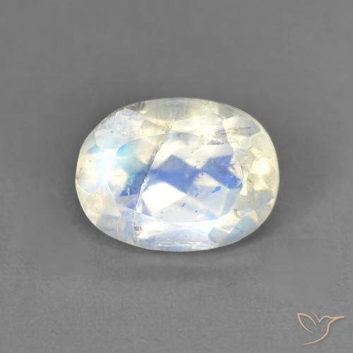 1.44ct 天然 青みがかったホワイト レインボームーンストーン, 楕円形, 透明
