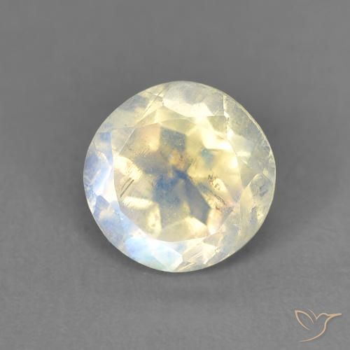 1.41ct 天然 青みがかったホワイト レインボームーンストーン, ラウンド, 透明