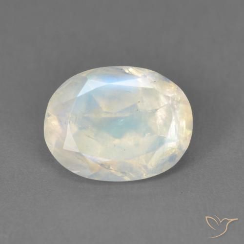 1.91ct 天然 青みがかったホワイト レインボームーンストーン, 楕円形, 透明