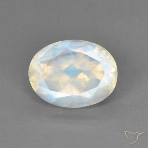 2.00ct 天然 青みがかったホワイト レインボームーンストーン, 楕円形, 透明