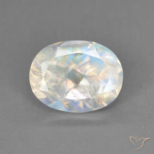 2.15ct 天然 青みがかったホワイト レインボームーンストーン, 楕円形, 透明