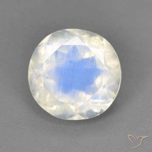 2.54ct 天然 青みがかったホワイト レインボームーンストーン, 楕円形, 透明