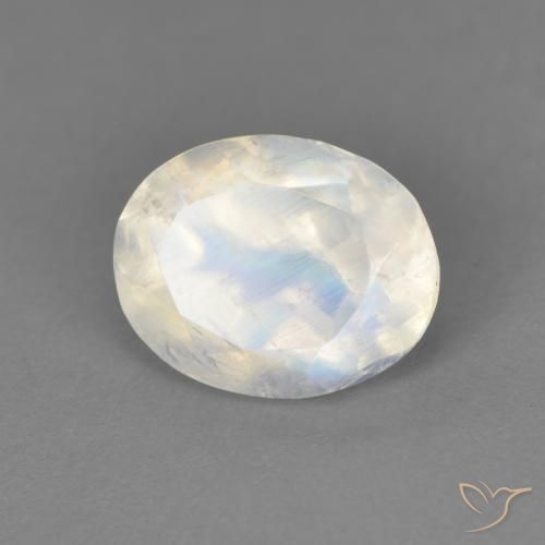 1.90ct 天然 青みがかったホワイト レインボームーンストーン, 楕円形, 透明