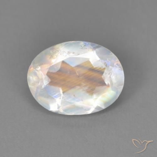 1.67ct 天然 青みがかったホワイト レインボームーンストーン, 楕円形, 透明