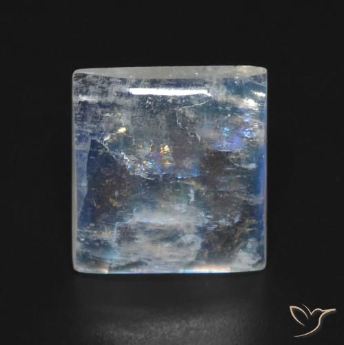 5.32ct 天然 青みがかったホワイト レインボームーンストーン, 四角形, 透明