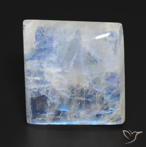 19.23ct 天然 青みがかったホワイト レインボームーンストーン, 四角形, 透明
