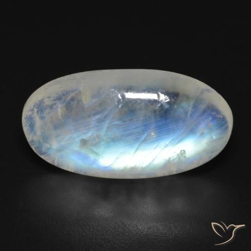 7.73ct 天然 青みがかったホワイト レインボームーンストーン, 楕円形, 透明