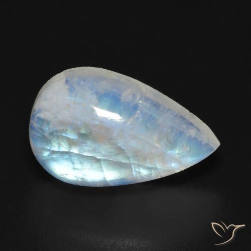 7.30ct 天然 青みがかったホワイト レインボームーンストーン, 洋梨の形, 透明