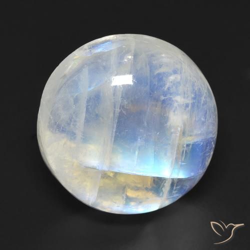 11.49ct 天然 青みがかったホワイト レインボームーンストーン, ラウンド, 透明