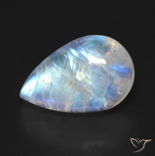 10.04ct 天然 青みがかったホワイト レインボームーンストーン, 洋梨の形, 透明