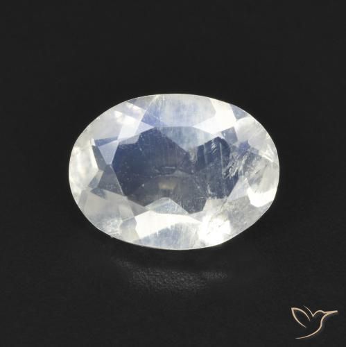 1.09ct 天然 青みがかったホワイト レインボームーンストーン, 楕円形, 透明