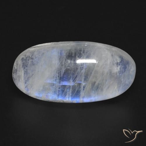 13.57ct 天然 青みがかったホワイト レインボームーンストーン, 楕円形, 透明