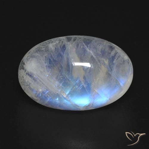 14.99ct 天然 青みがかったホワイト レインボームーンストーン, 楕円形, 透明