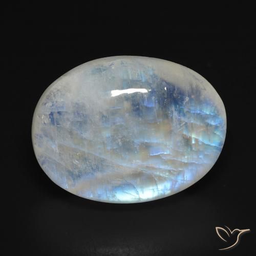 15.57ct 天然 青みがかったホワイト レインボームーンストーン, 楕円形, 透明