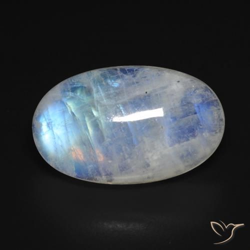 13.28ct 天然 青みがかったホワイト レインボームーンストーン, 楕円形, 透明