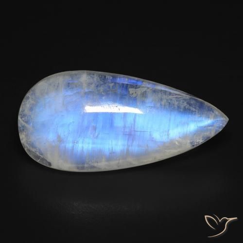 10.97ct 天然 青みがかったホワイト レインボームーンストーン, 洋梨の形, 透明