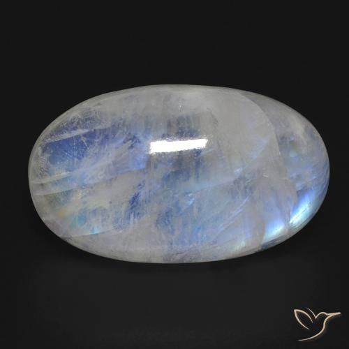 17.81ct 天然 青みがかったホワイト レインボームーンストーン, 楕円形, 透明