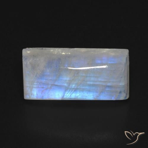 7.29ct 天然 青みがかったホワイト レインボームーンストーン, バゲット, 透明