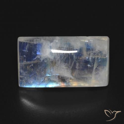 7.85ct 天然 青みがかったホワイト レインボームーンストーン, バゲット, 透明