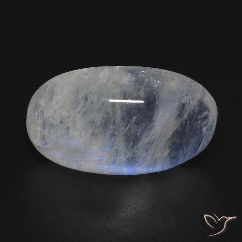 12.73ct 天然 青みがかったホワイト レインボームーンストーン, 楕円形, 透明