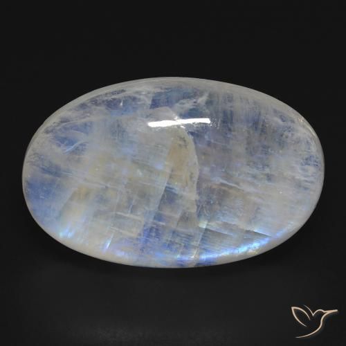 25.56ct 天然 青みがかったホワイト レインボームーンストーン, 楕円形, 透明