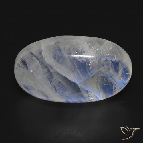 20.08ct 天然 青みがかったホワイト レインボームーンストーン, 楕円形, 透明