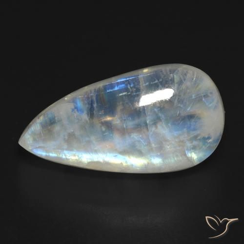 16.67ct 天然 青みがかったホワイト レインボームーンストーン, 洋梨の形, 透明