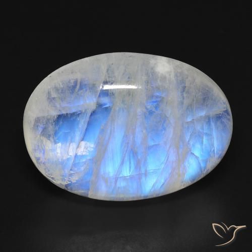 17.74ct 天然 青みがかったホワイト レインボームーンストーン, 楕円形, 透明