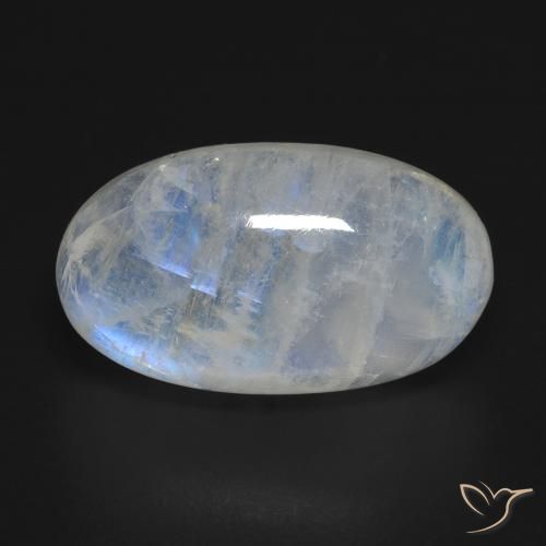 16.25ct 天然 青みがかったホワイト レインボームーンストーン, 楕円形, 透明