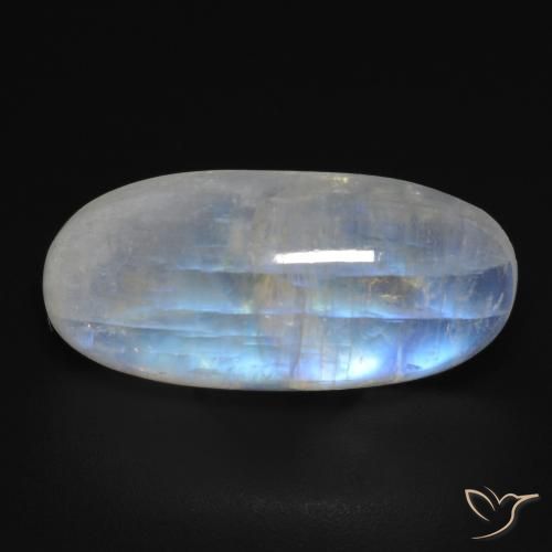 12.42ct 天然 青みがかったホワイト レインボームーンストーン, 楕円形, 透明