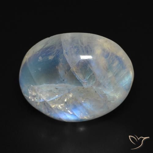 15.46ct 天然 青みがかったホワイト レインボームーンストーン, 楕円形, 透明