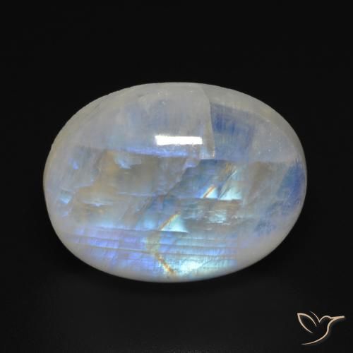 16.79ct 天然 青みがかったホワイト レインボームーンストーン, 楕円形, 透明