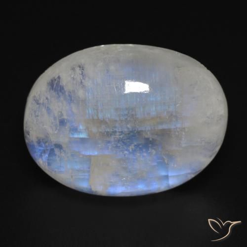 17.16ct 天然 青みがかったホワイト レインボームーンストーン, 楕円形, 透明