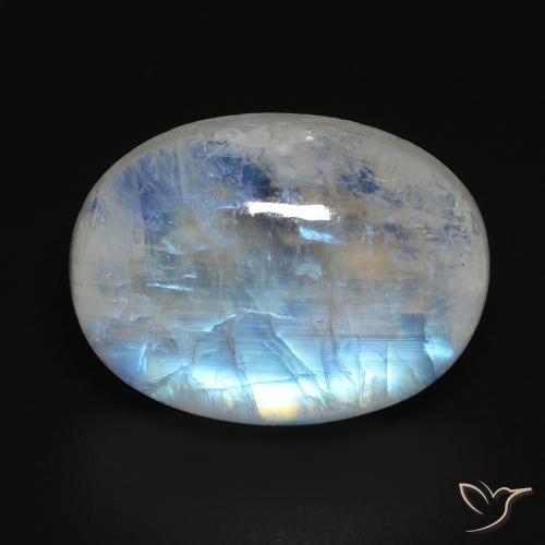 12.15ct 天然 青みがかったホワイト レインボームーンストーン, 楕円形, 透明