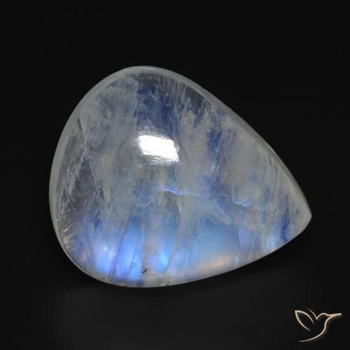 12.82ct 天然 青みがかったホワイト レインボームーンストーン, 洋梨の形, 透明