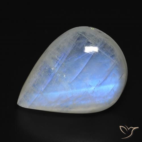 18.15ct 天然 青みがかったホワイト レインボームーンストーン, 洋梨の形, 透明