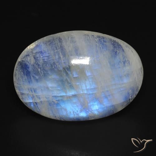 14.74ct 天然 青みがかったホワイト レインボームーンストーン, 楕円形, 透明