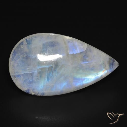 16.44ct 天然 青みがかったホワイト レインボームーンストーン, 洋梨の形, 透明
