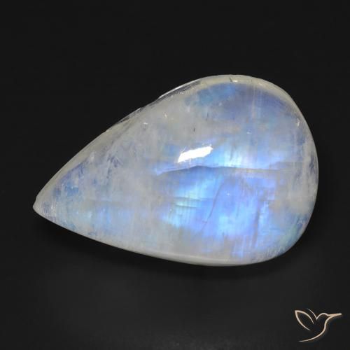 16.35ct 天然 青みがかったホワイト レインボームーンストーン, 洋梨の形, 透明