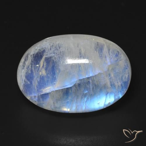 15.76ct 天然 青みがかったホワイト レインボームーンストーン, 楕円形, 透明