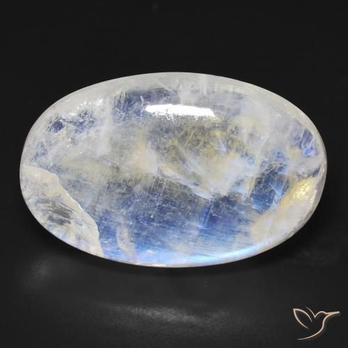 21.32ct 天然 青みがかったホワイト レインボームーンストーン, 楕円形, 透明