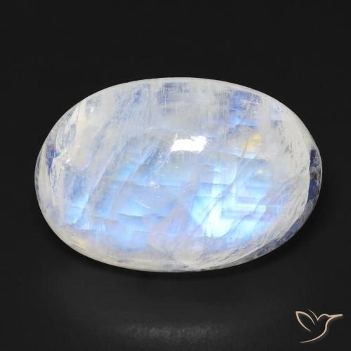 14.30ct 天然 青みがかったホワイト レインボームーンストーン, 楕円形, 透明