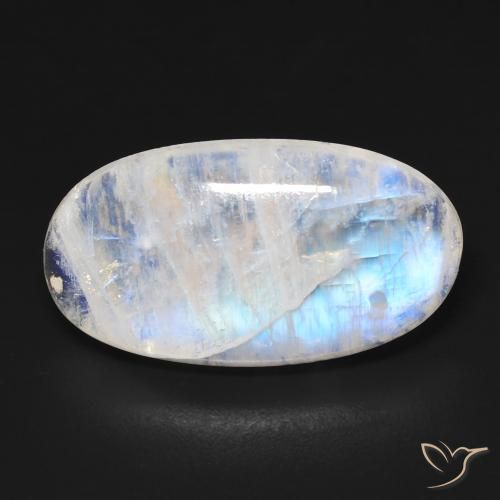 13.18ct 天然 青みがかったホワイト レインボームーンストーン, 楕円形, 透明