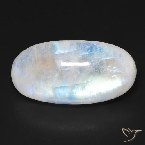 11.77ct 天然 青みがかったホワイト レインボームーンストーン, 楕円形, 透明