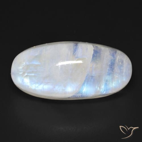 21.21ct 天然 青みがかったホワイト レインボームーンストーン, 楕円形, 透明
