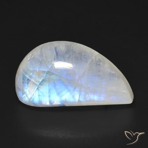 10.97ct 天然 青みがかったホワイト レインボームーンストーン, ファンシー, 透明